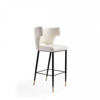 Manhattan Comfort BS011-CR Holguin 41.34 in. Cream, Black and Gold Wooden Barstool